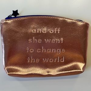 And Off She Went To Change The World Rose Gold Ipsy Makeup Bag